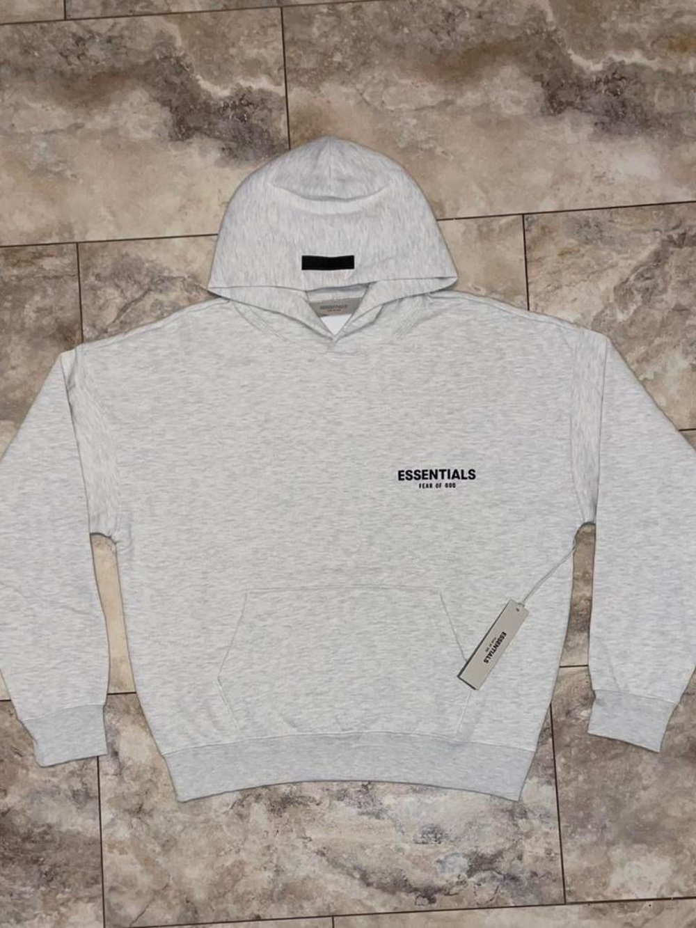 ESSENTIALS Men's Light Oatmeal Grey Pullover Hoodie Multiple Sizes